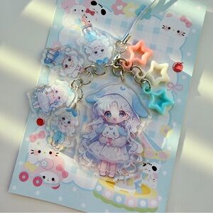 Sailor moon double sided tassel acrylic phonecharm phonestrap keychain